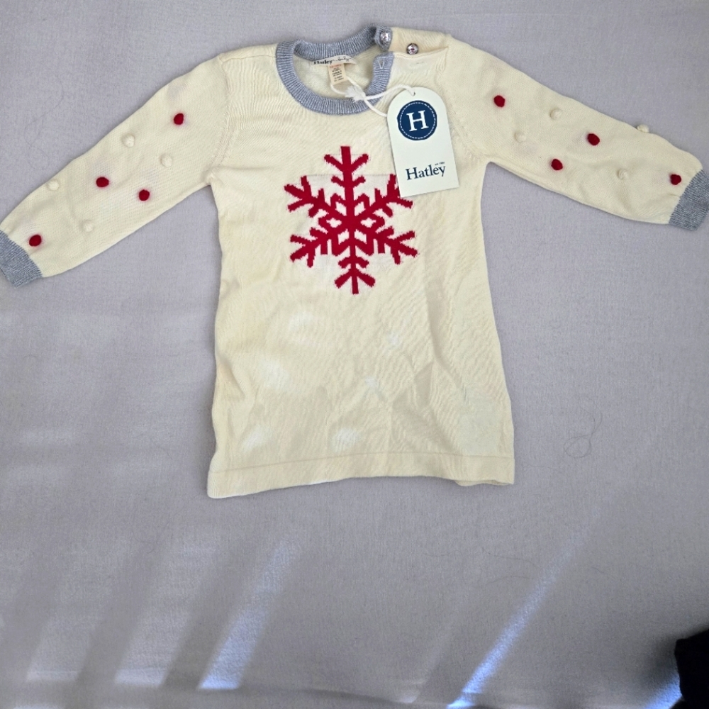 Hatley Cream and Red Snowflake Baby/Toddler Long Top